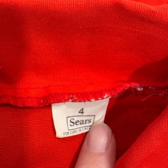 Vintage 1970s Sears Girls Red Western Shirt Skirt Set Floral Embroidery 4T - Picture 9 of 12